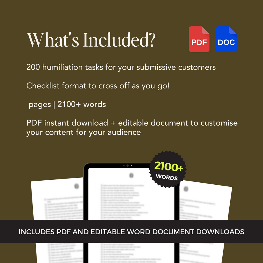 200 Humiliation Tasks for Submissive Men