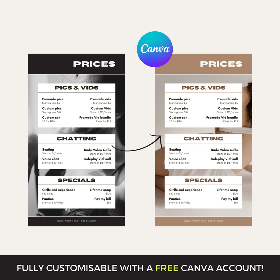 Onlyfans Tipping Menu Bundle