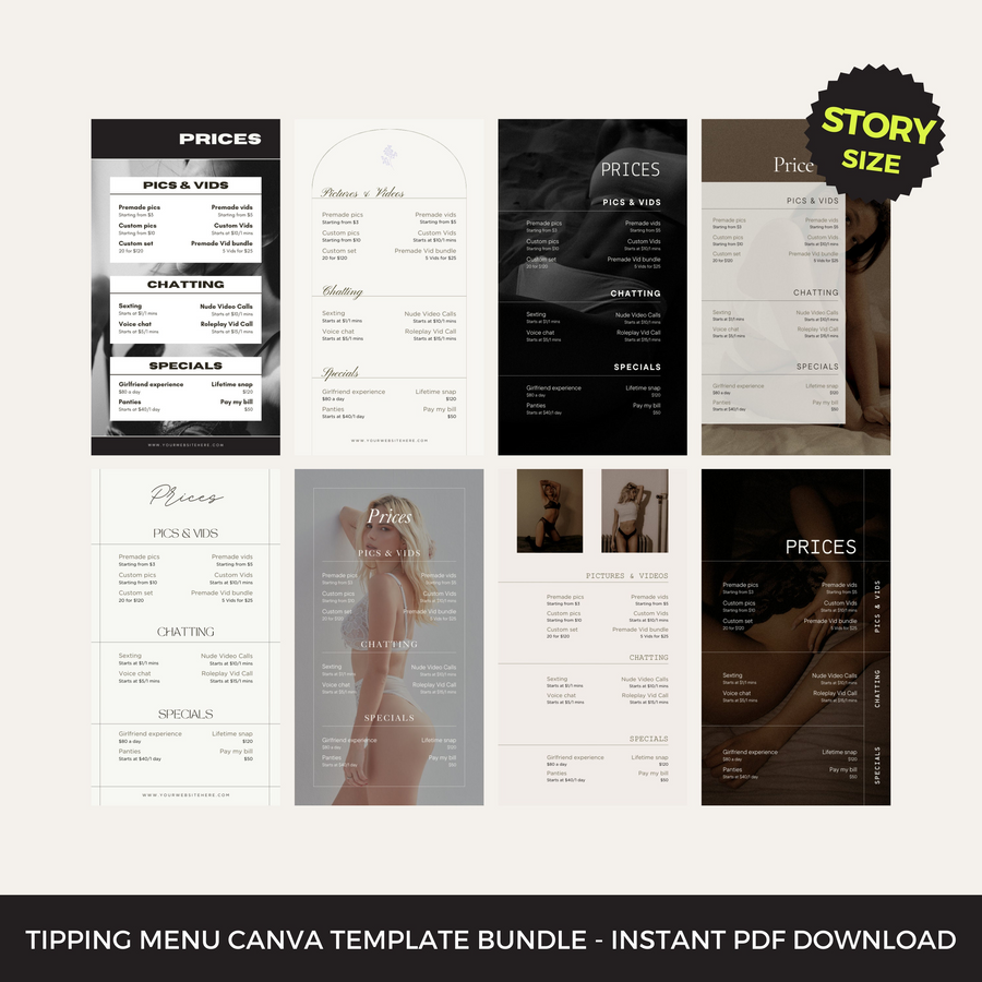 Onlyfans Tipping Menu Bundle