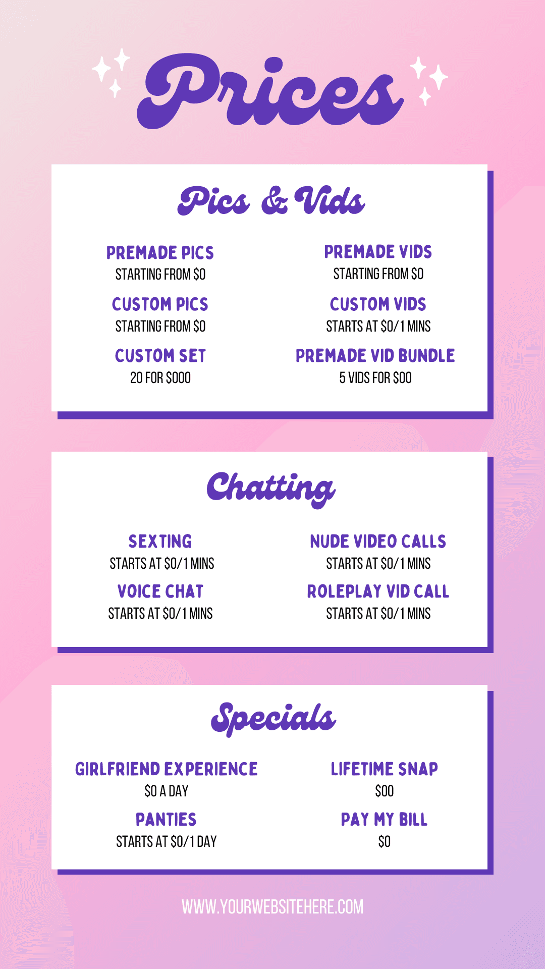 Pastel tipping menu template